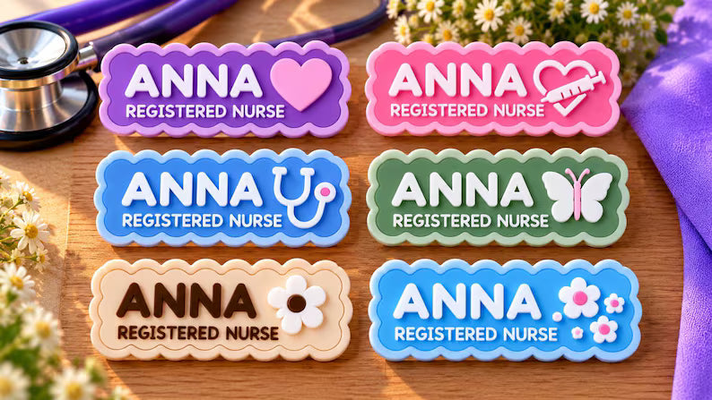 Personalized Magnetic Nurse Name Badge – Scalloped Edge